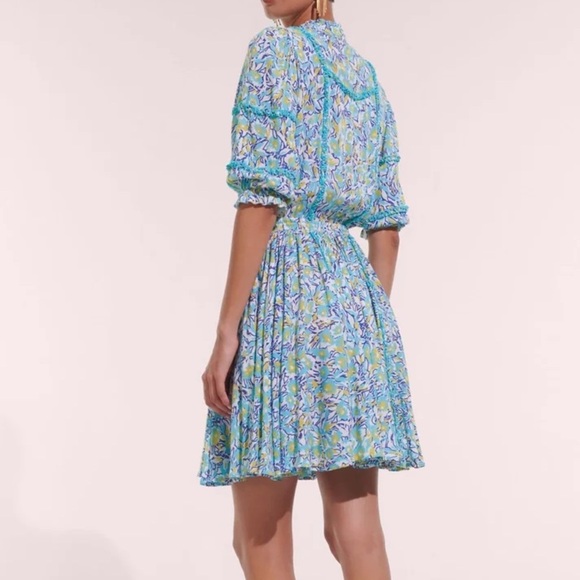 NWT Poupette St Barth Amanda turquoise graffiti mini dress size S - Picture 2 of 3